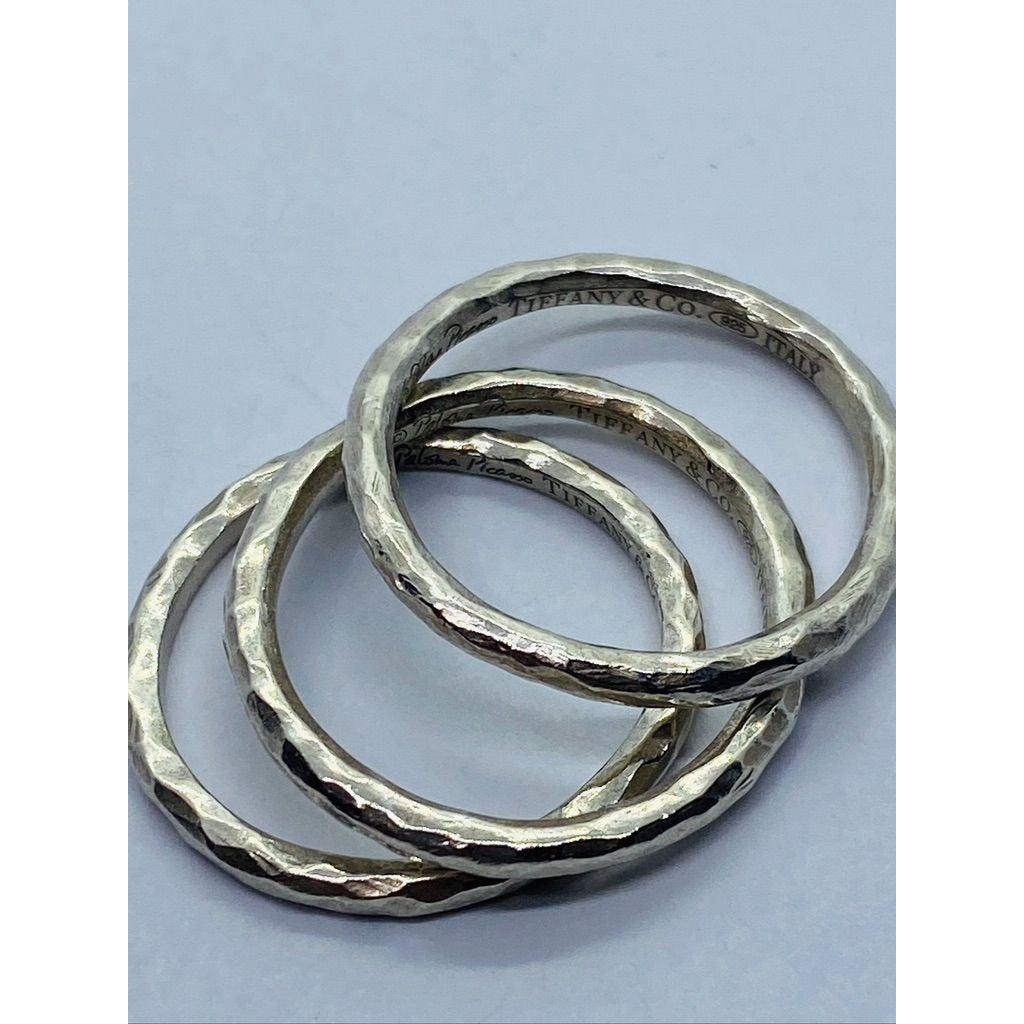 Excellent Authentic Tiffany & Co Paloma Picasso Hammered Bands Size 7