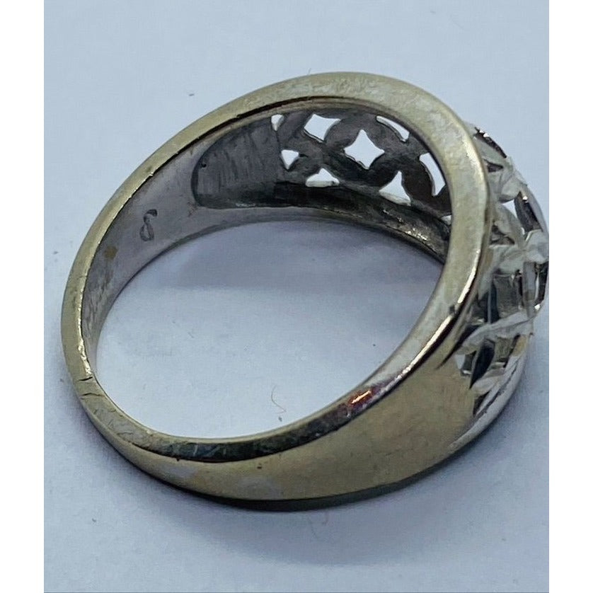 14K White Gold Basket Dome Style Ring Size 6.75