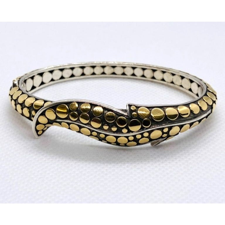 John Hardy Sterling Silver 18K 750 Yellow Gold Dot Bracelet 6.25"