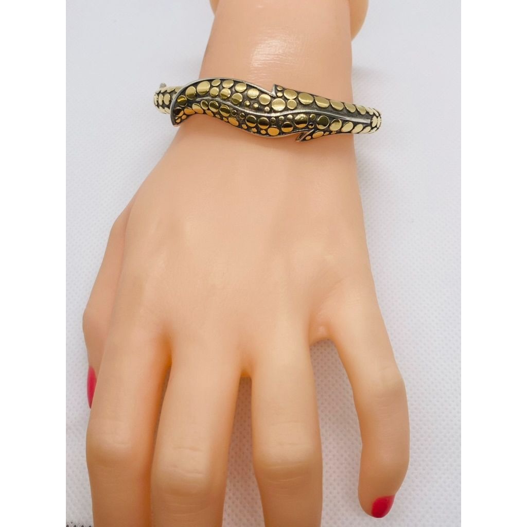 John Hardy Sterling Silver 18K 750 Yellow Gold Dot Bracelet 6.25"