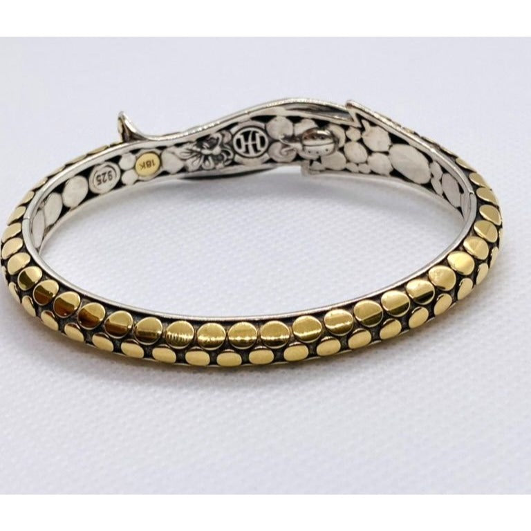 John Hardy Sterling Silver 18K 750 Yellow Gold Dot Bracelet 6.25"