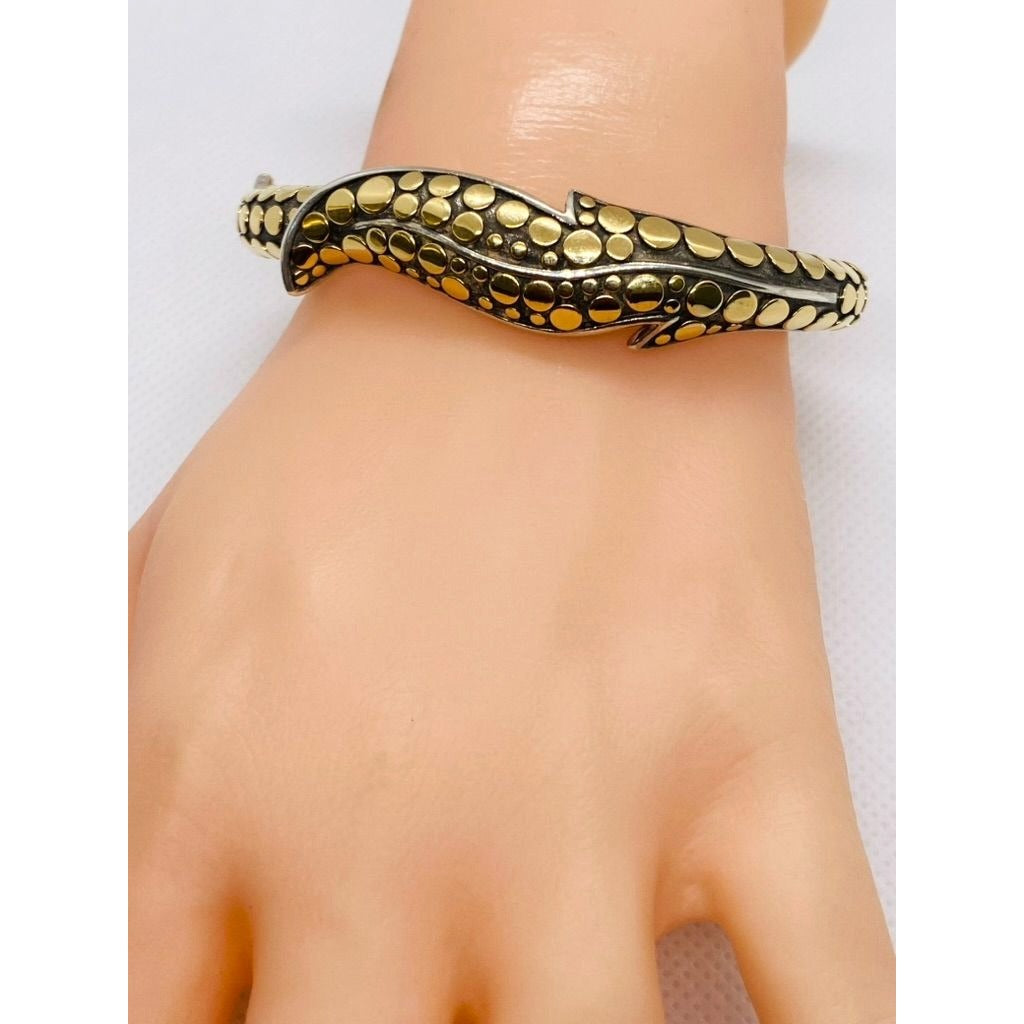 John Hardy Sterling Silver 18K 750 Yellow Gold Dot Bracelet 6.25"