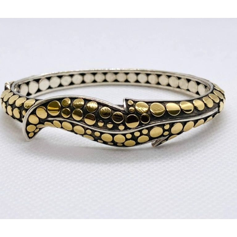 John Hardy Sterling Silver 18K 750 Yellow Gold Dot Bracelet 6.25"