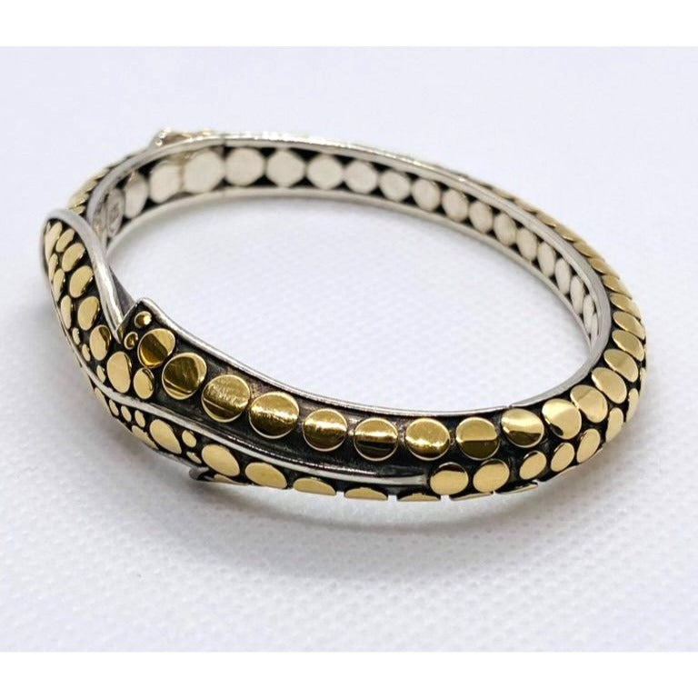 John Hardy Sterling Silver 18K 750 Yellow Gold Dot Bracelet 6.25"