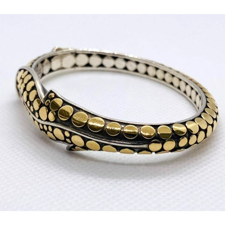 John Hardy Sterling Silver 18K 750 Yellow Gold Dot Bracelet 6.25"