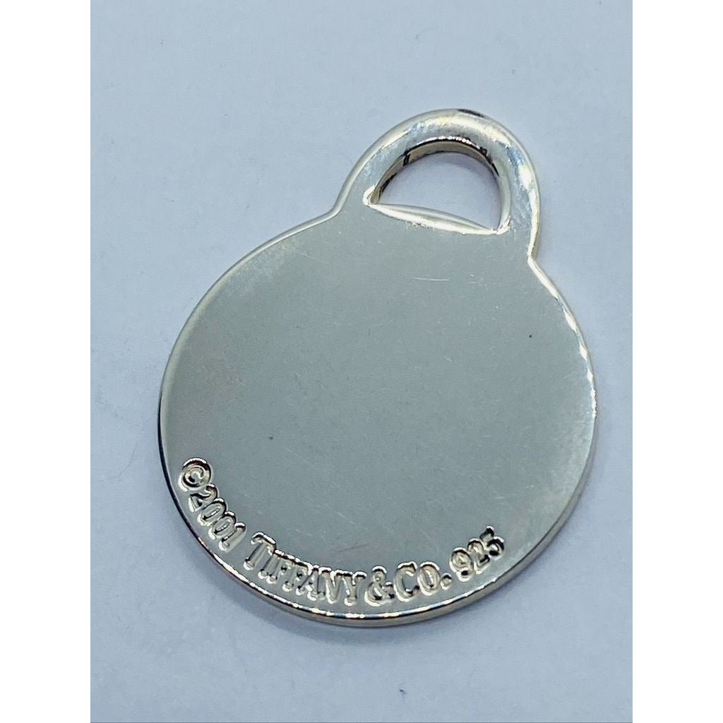 Tiffany & Co Large Engravable Blank Round Tag Pendant Sterling Silver 32mm