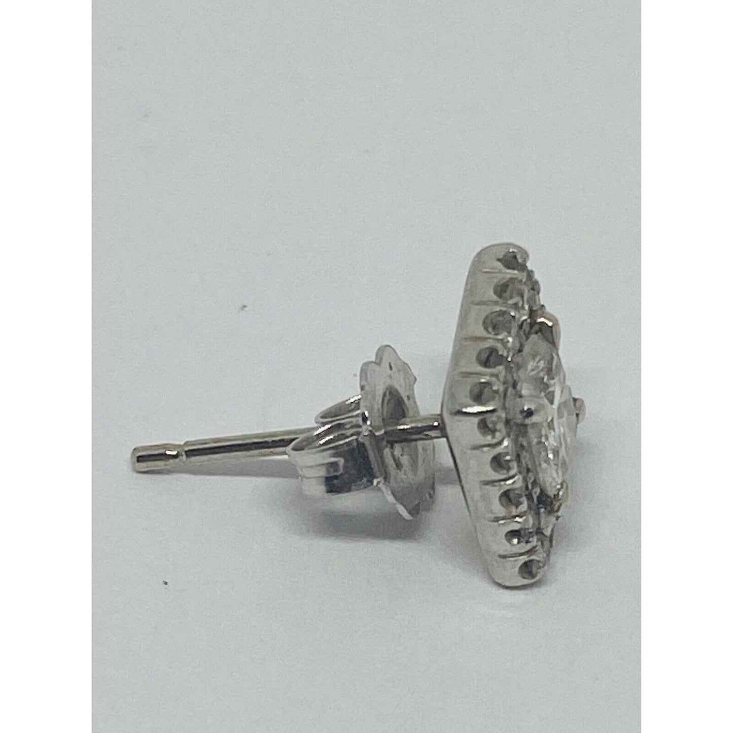 Diamond Earring in Halo Setting .70 CTW 14K White Gold Single STUD Asscher Cut