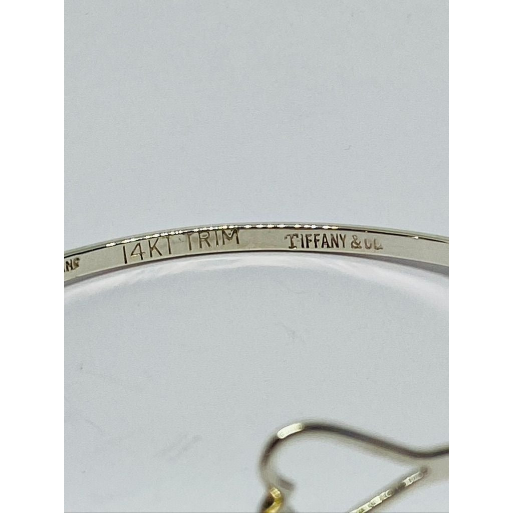 Tiffany & Co. Double Heart Bangle Bracelet in Sterling Silver & 14K Gold Balls