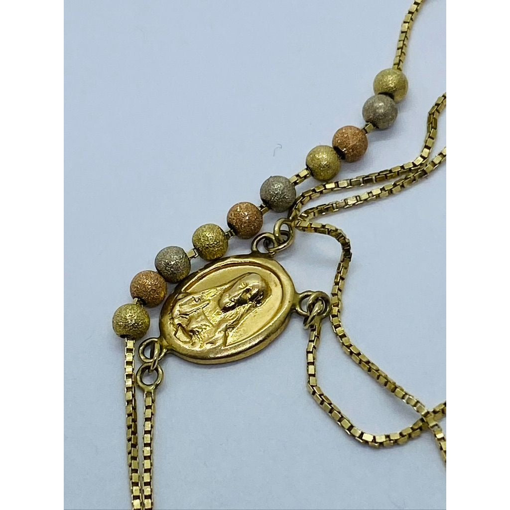 14K Tricolor Rosary 19.25" Religious