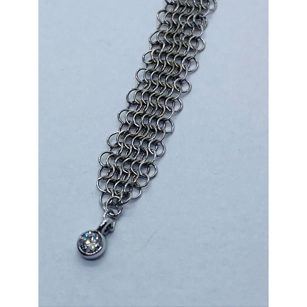 Tiffany & Co. Elsa Peretti Diamond Mesh Earring in Sterling Silver 0.12 ctw
