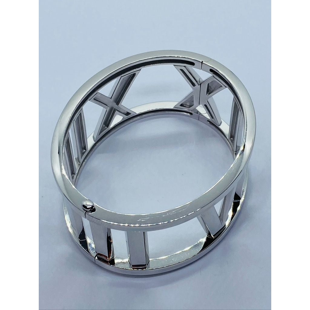 TIFFANY & CO Atlas 18K White Gold Wide Bangle Bracelet 79.4 grams 6.5" 30 mm