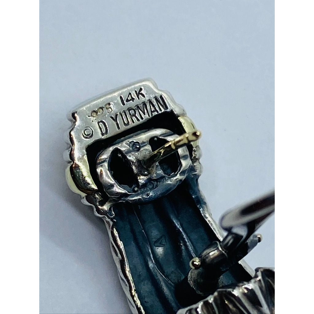 David Yurman Triple Cable Two-toned Pierced Hinge Clip Earrings 14K Sterling 925