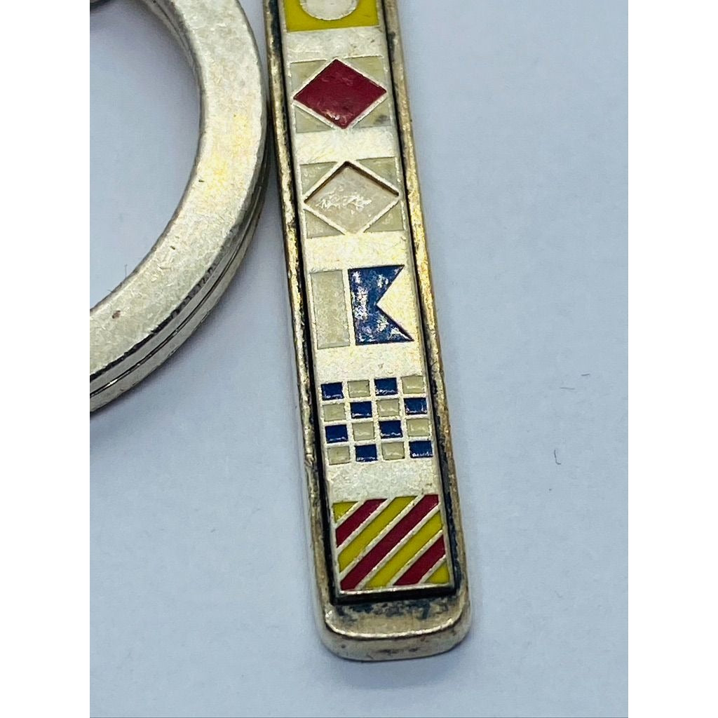 TIFFANY & Co Sterling Silver 925 Nautical Boat Flag Enamel Keychain READ