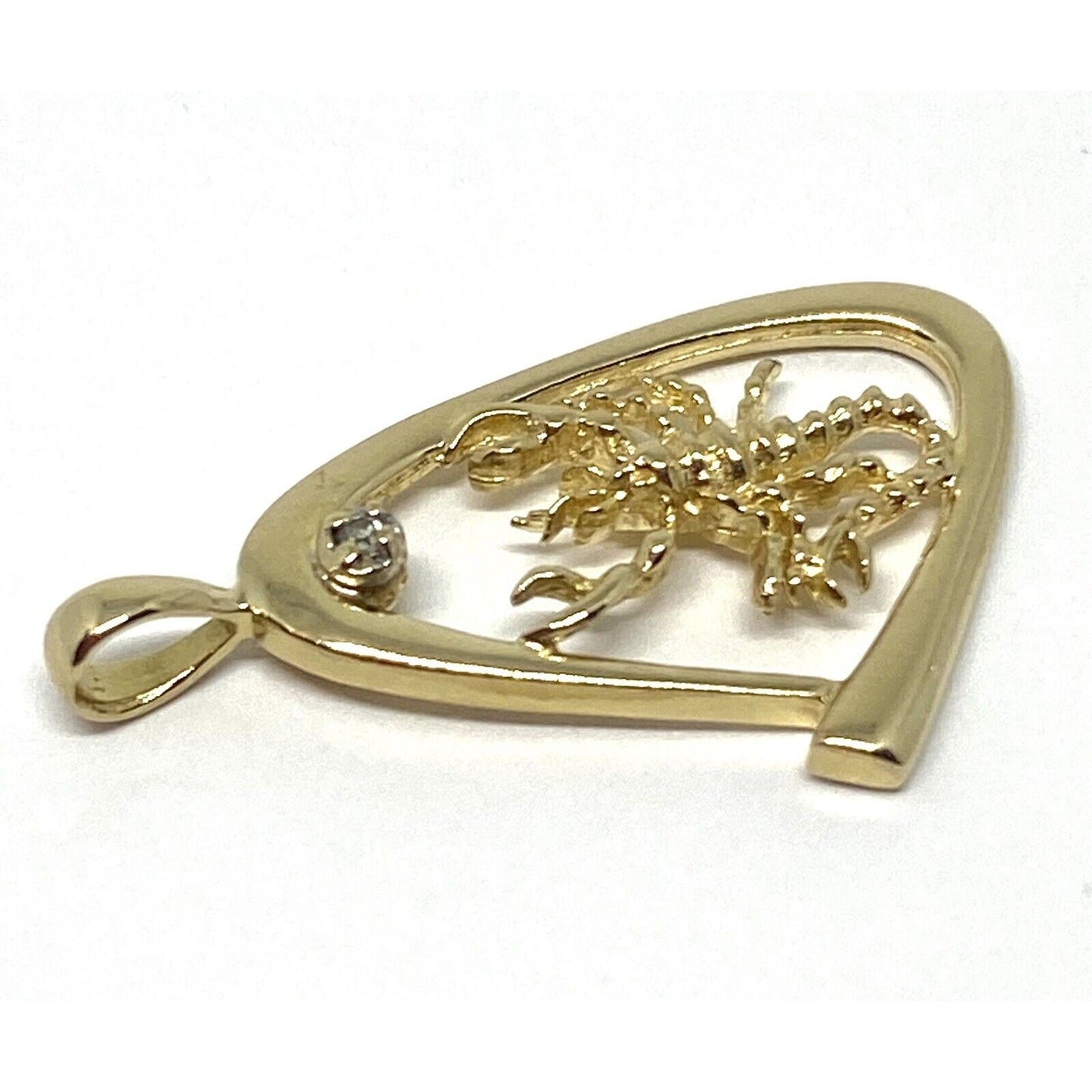 14K YELLOW GOLD DIAMOND SCORPION PENDANT 28mm x 15mm - 1.6 Gram