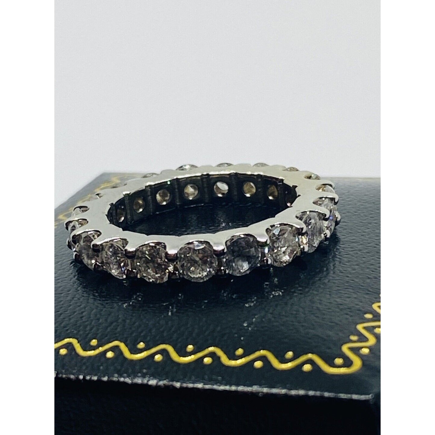18K White Gold 3.23TCW diamond eternity band ring size 6 Mint Condition