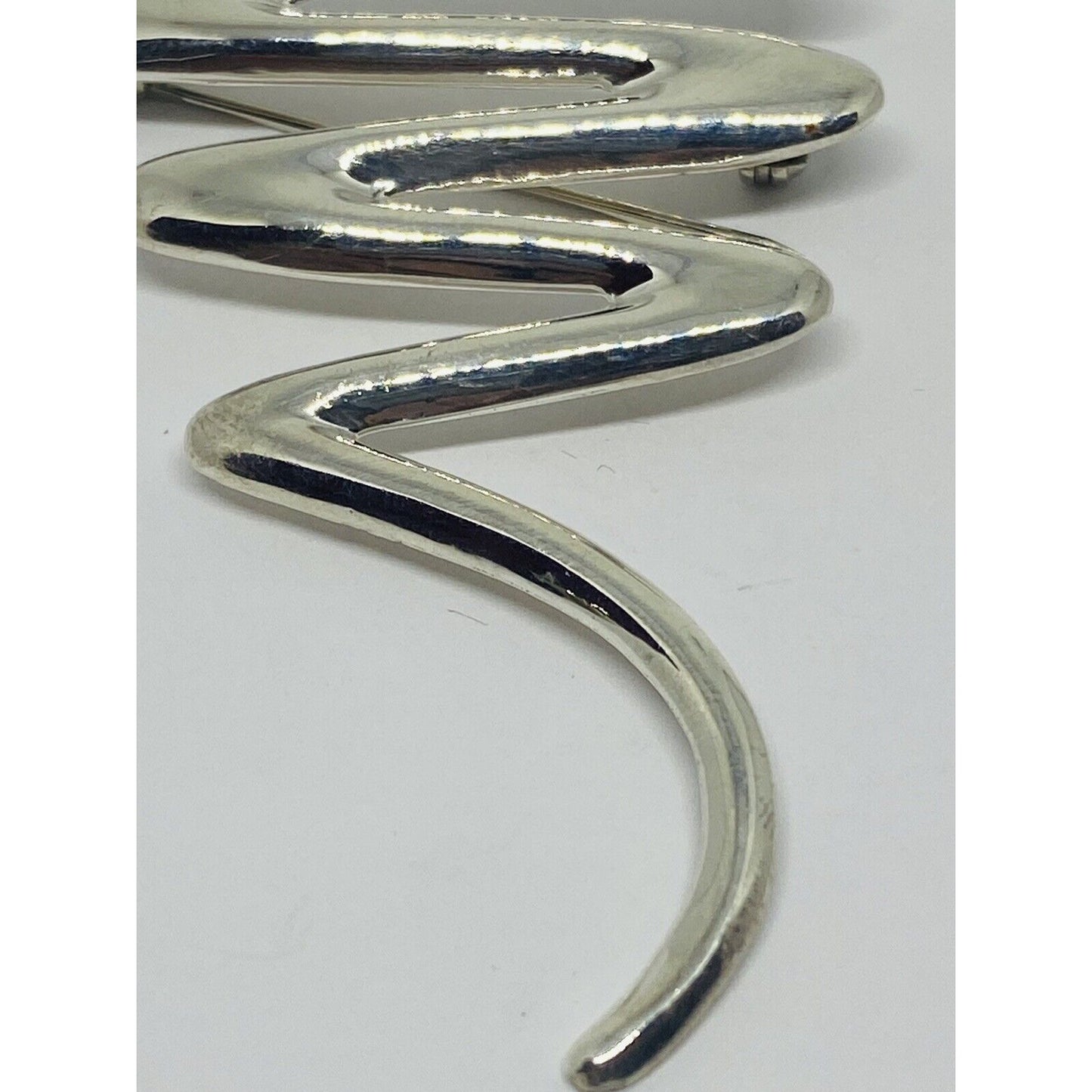 Vintage Sterling Silver Scribble Zig Zag Brooch Pin Pendant, Signed Thailand 925
