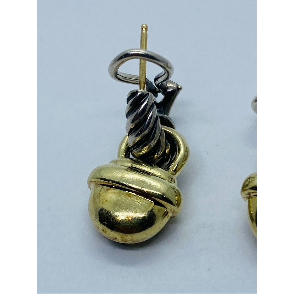 David Yurman 925 585 Sterling Silver 14K Acorn Dangle Earrings