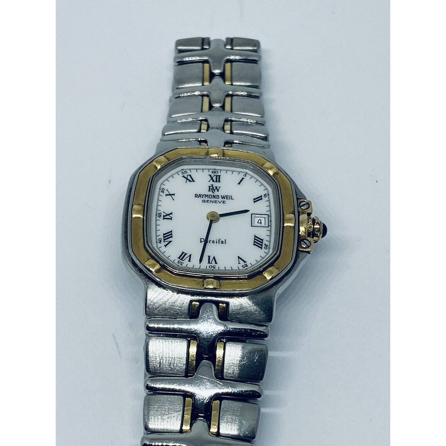 Raymond Weil Parsifal 9890 Ladies Quartz Watch 18K Gold/SS White Dial 27mm 6”