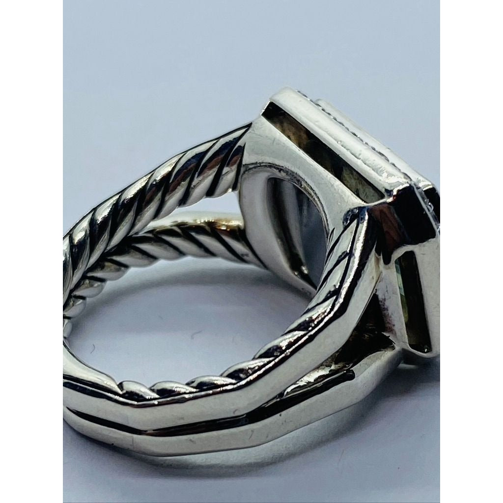 David Yurman Sterling Silver Novella Prasiolite Diamond Ring Size 4.75