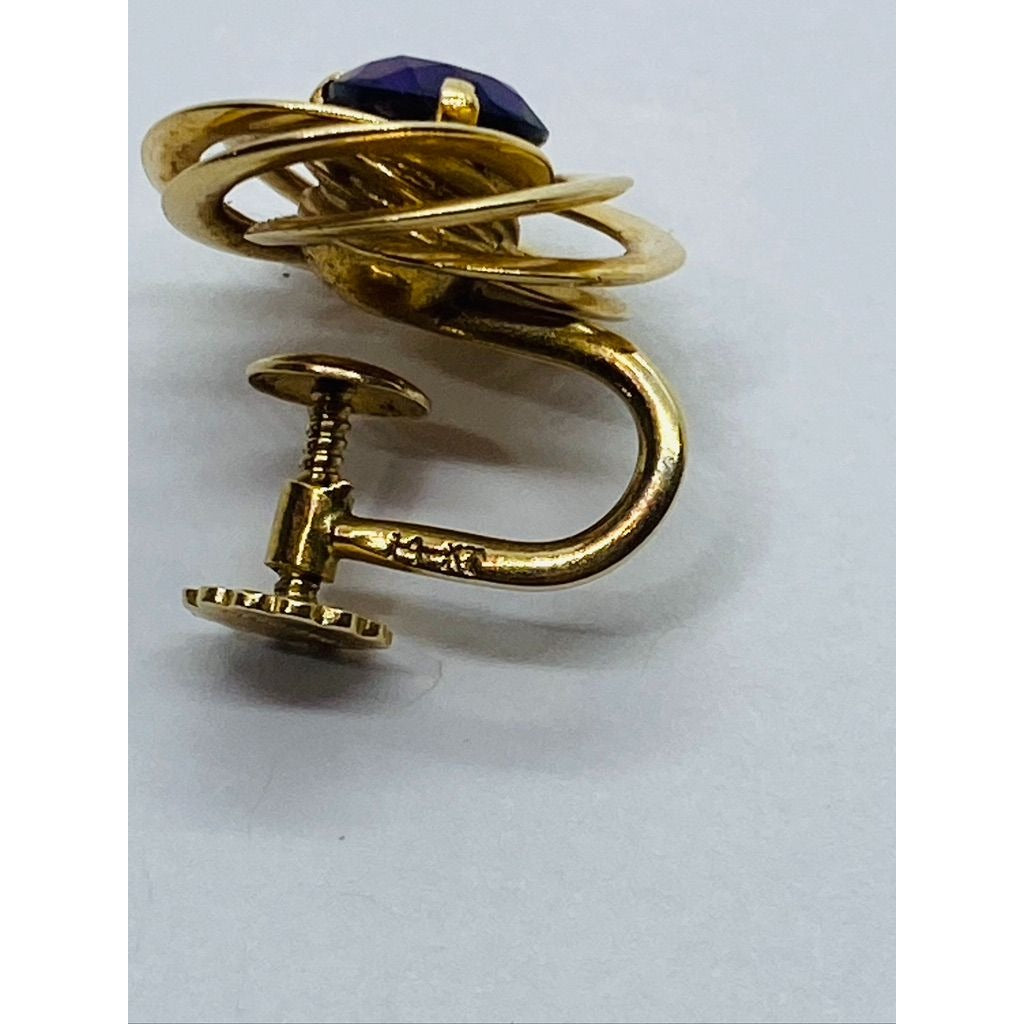 GENUINE TIFFANY & CO 14K GOLD AMETHYST SCREW BACK EARRINGS
