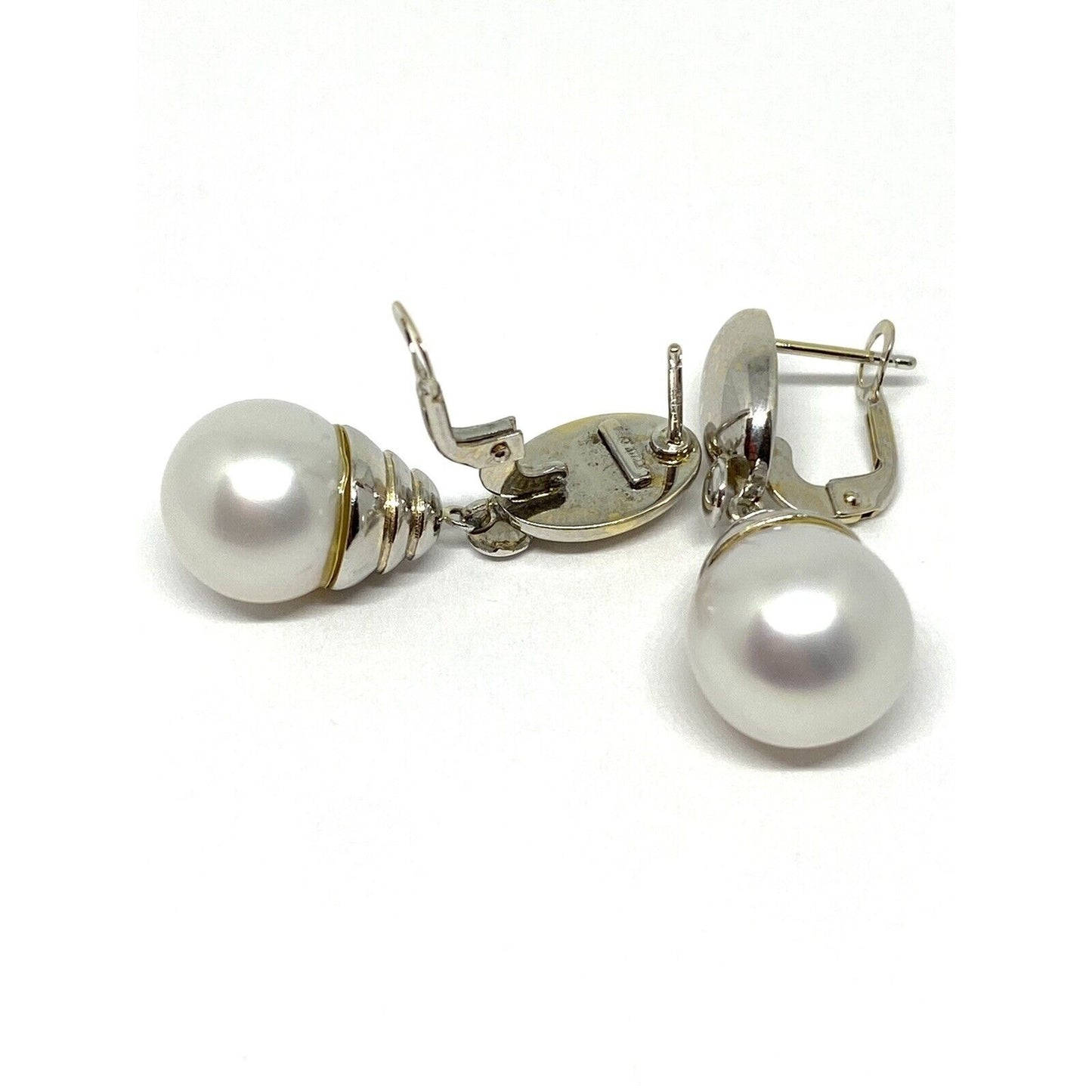 Estate Pearl 14K Gold Dangle Earrings 11.5 Grams, 12 MM PEARLS