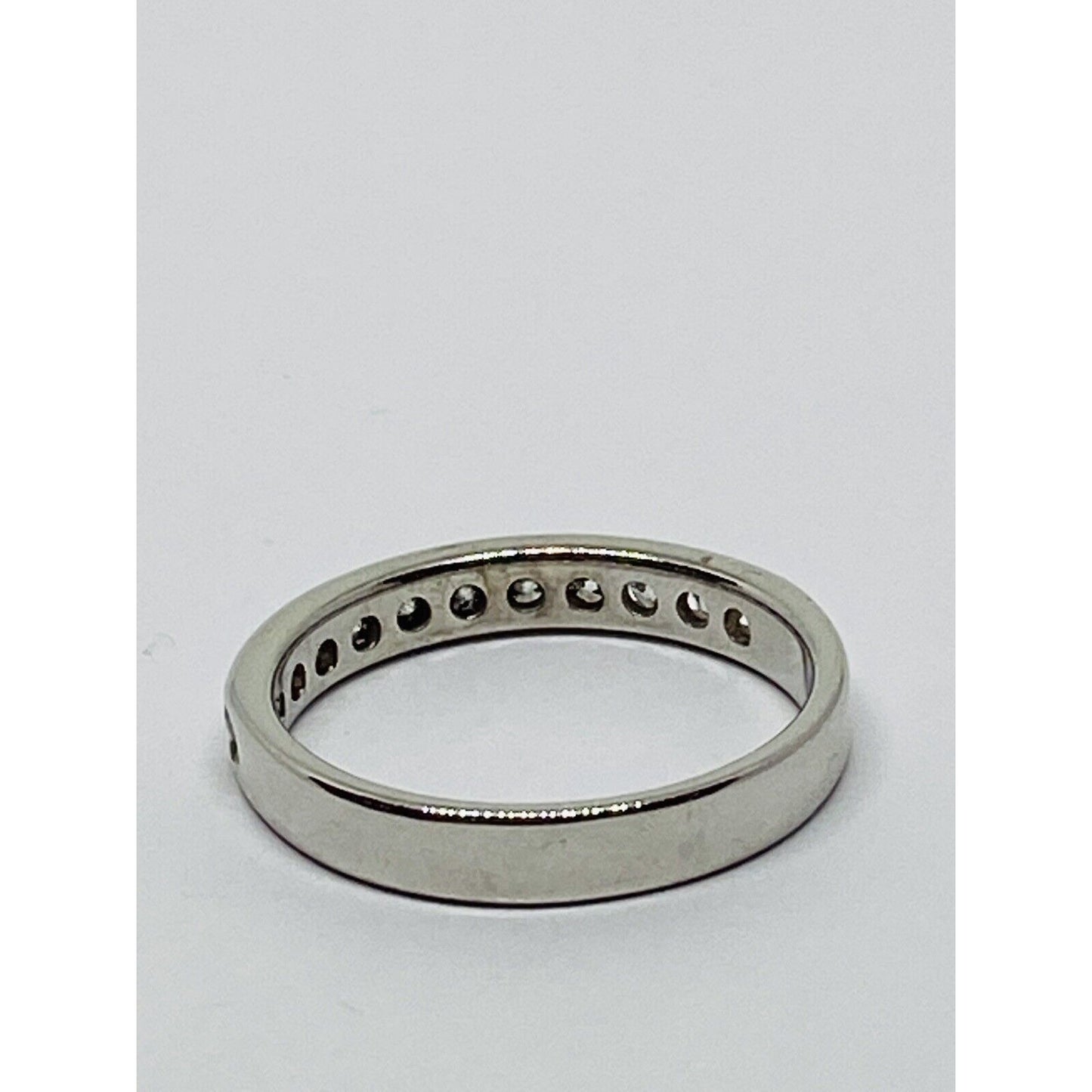 14k White Gold .44 TCW 11 Diamond Wedding Band Ring Channel Set Signed