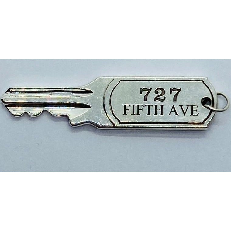 Tiffany & Co 727 Fith Ave Key Pendant Charm Sterling Silver 925