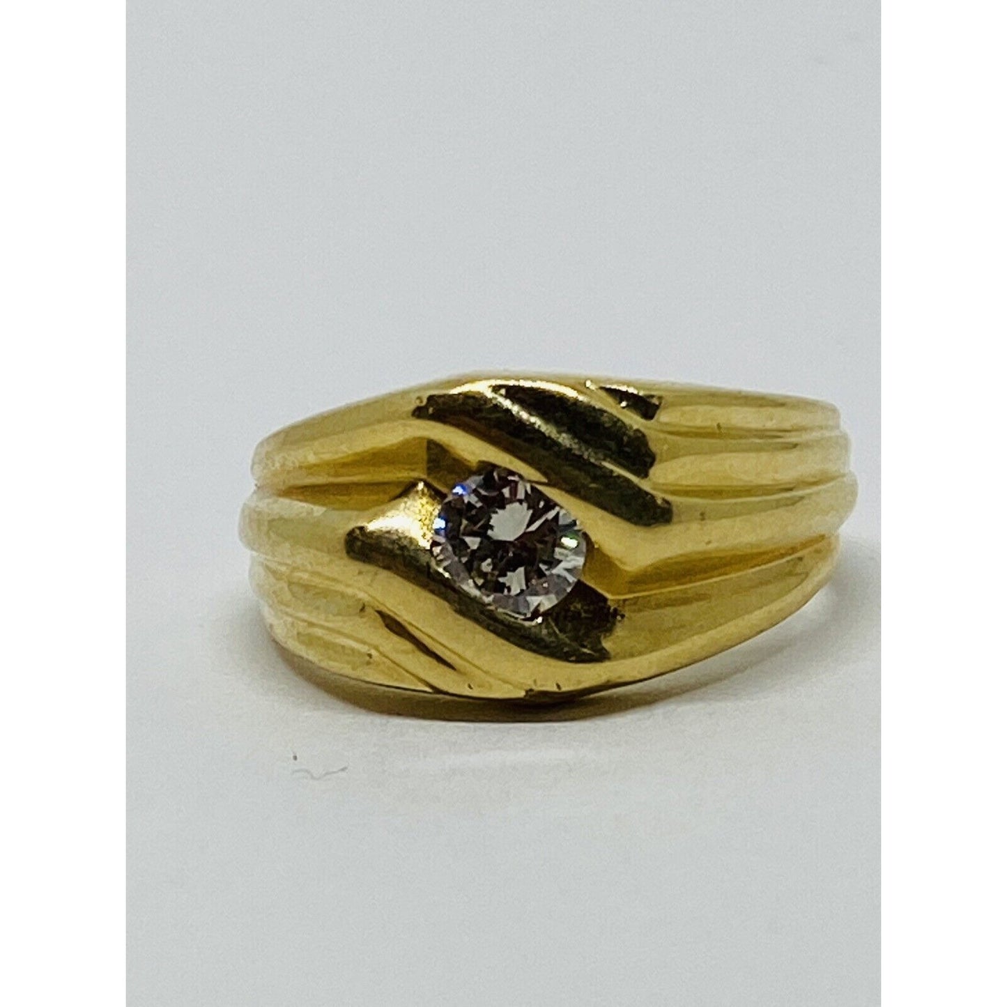 Mens 14k Yellow Gold 1/2 Ct Channel Set Diamond Solitaire Ring