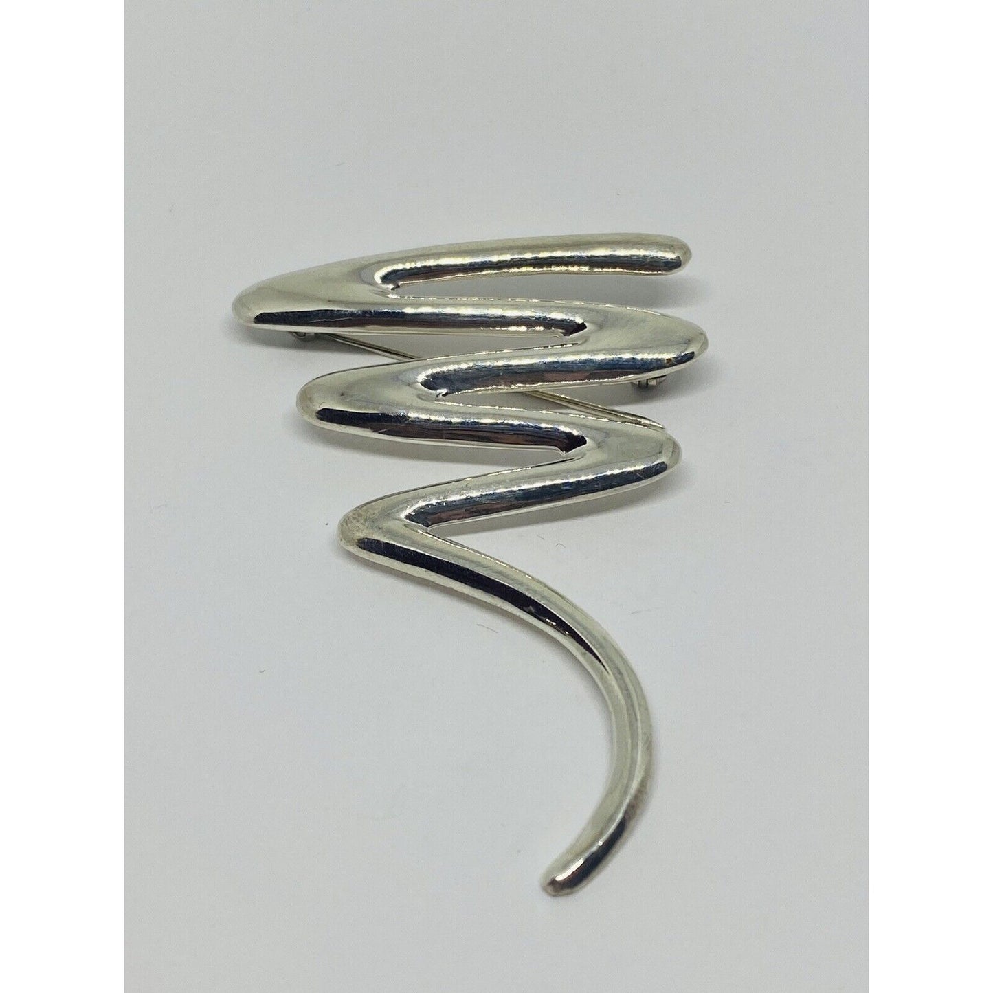 Vintage Sterling Silver Scribble Zig Zag Brooch Pin Pendant, Signed Thailand 925