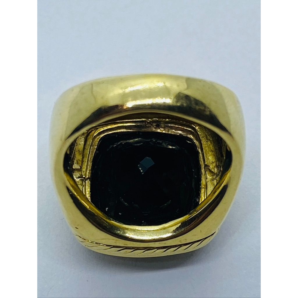 David Yurman 18k Gold Black Onyx and Diamond Albion Ring Size 7