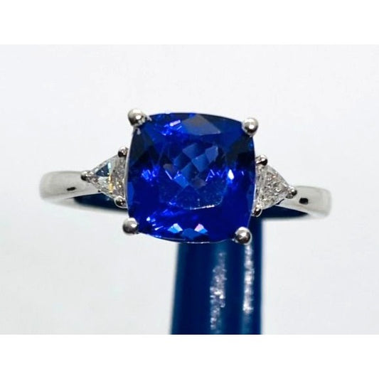 Rhapsody Platinum 950 Tanzanite and Trillian Diamond Ring Size 8