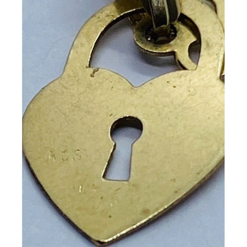 Solid 14K Yellow Gold Heart With Key 18 x 13mm Pendant