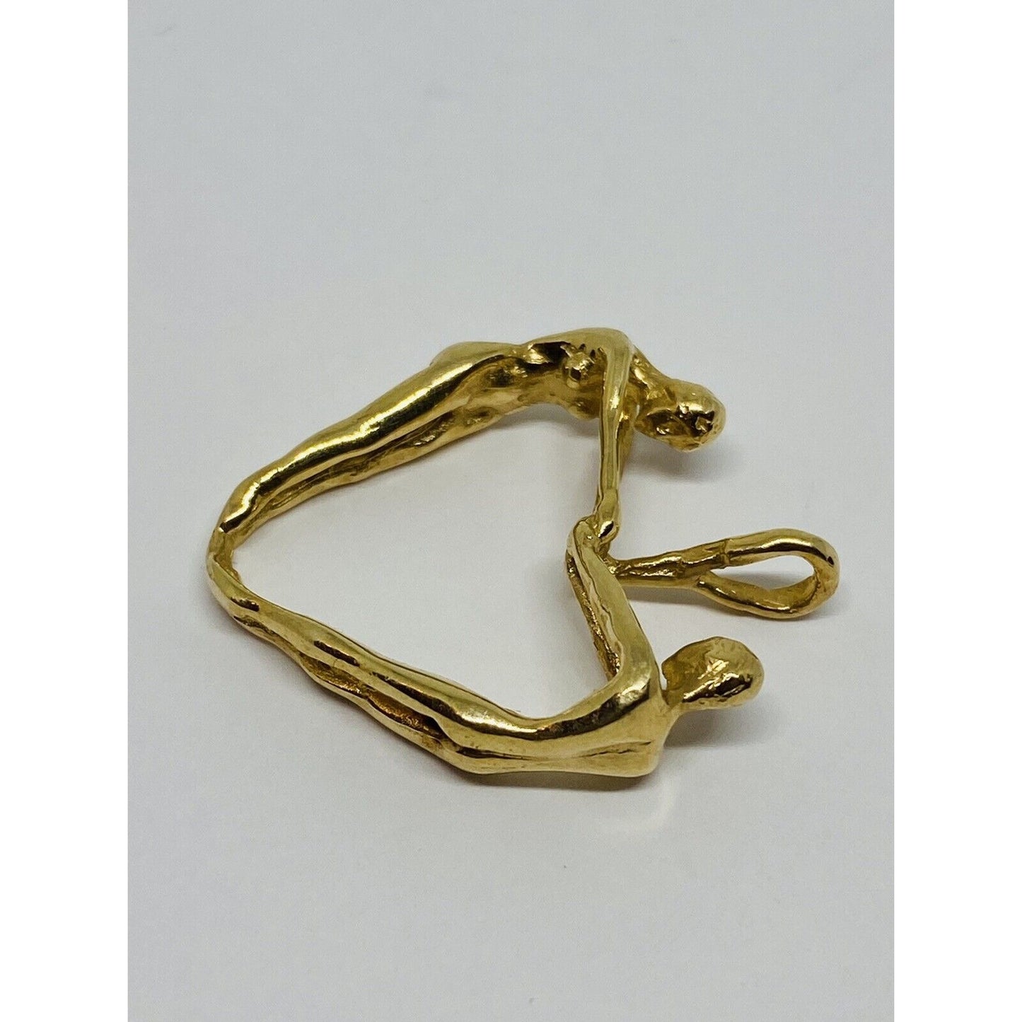 14K SOLID GOLD Vintage Hammered Heart Charm Or Pendant MINT