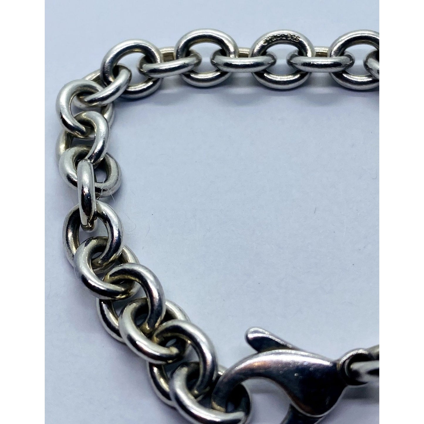 Tiffany & Co Sterling Silver Mens Unisex Rolo 7.25" Round Link Chain Bracelet