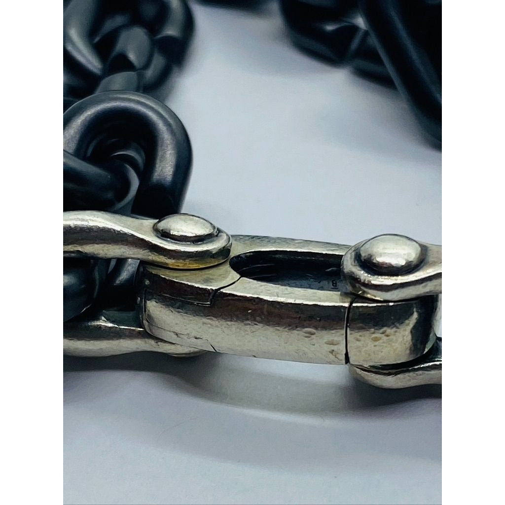 David Yurman Sterling Silver 925Chain Links Bracelet with Black Titanium 8.5"