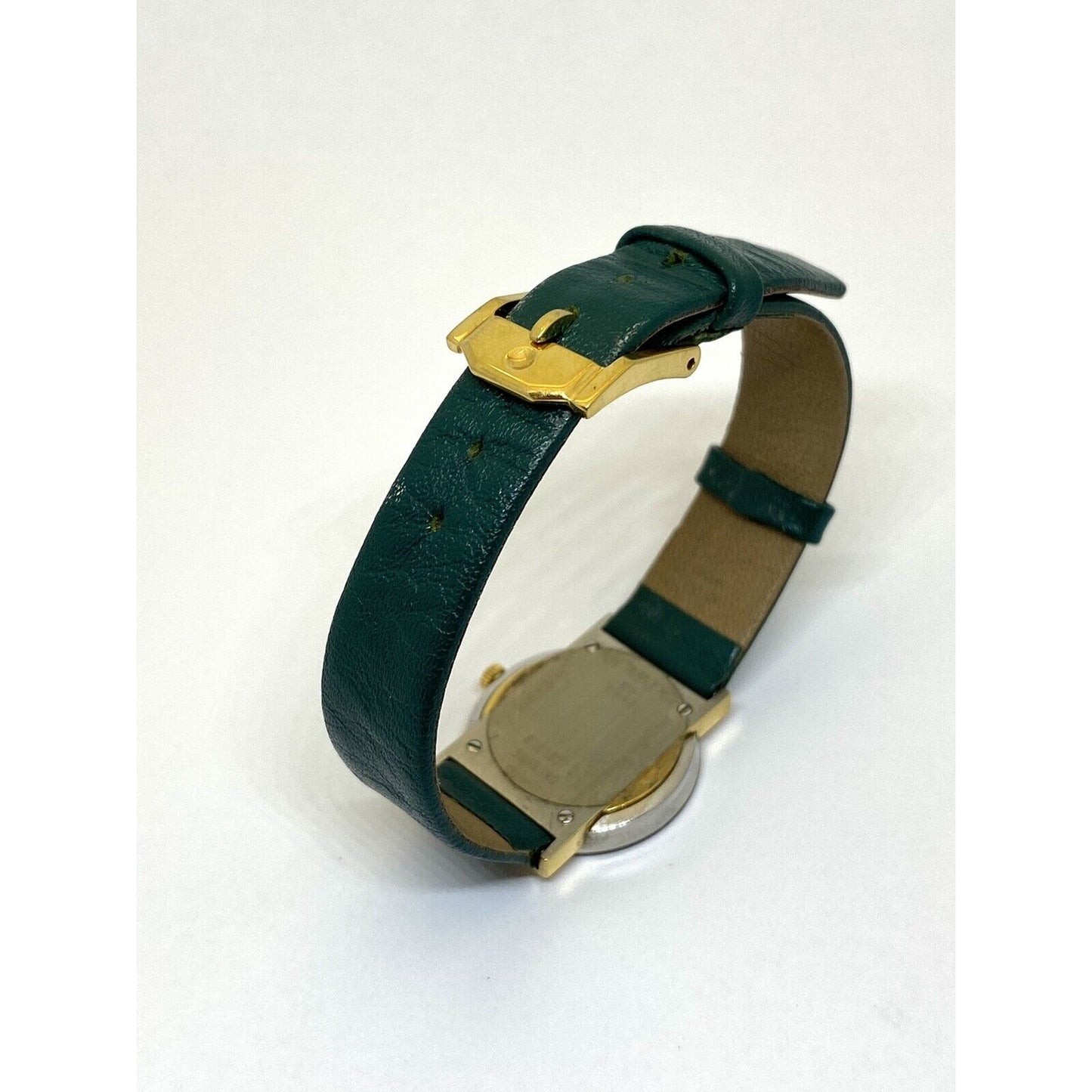 Movado Limited Edition Ladies Gold Tone Museum Green Dial Leather Strap In Box