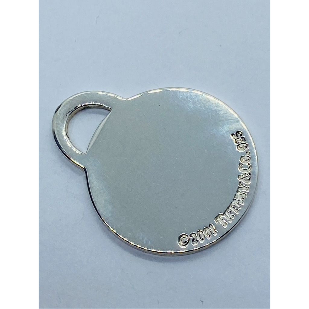 Tiffany & Co Large Engravable Blank Round Tag Pendant Sterling Silver 32mm