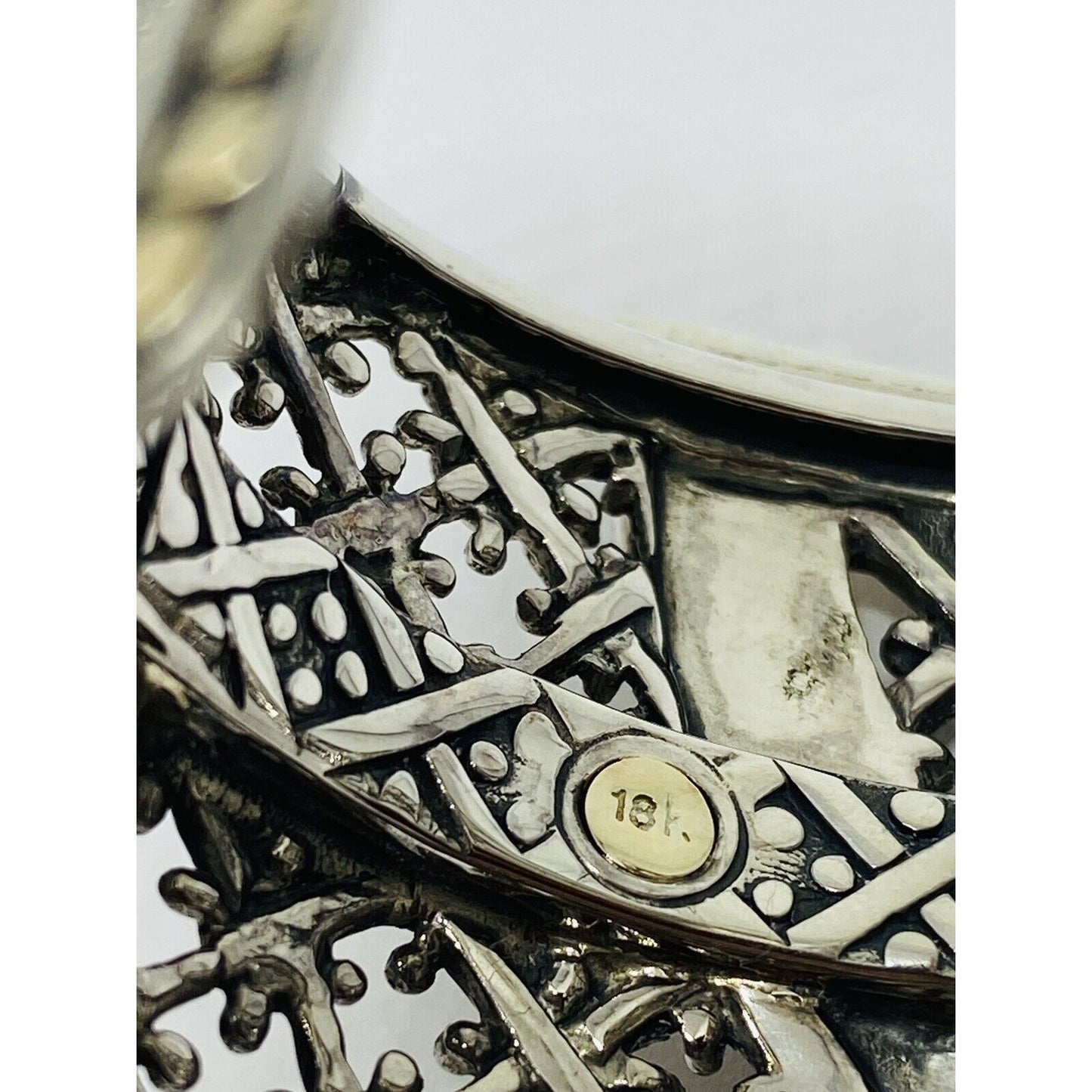 JOHN HARDY Sterling Silver 18K Yellow Gold Wide Jaisalmer Dot Kick Cuff Bracelet