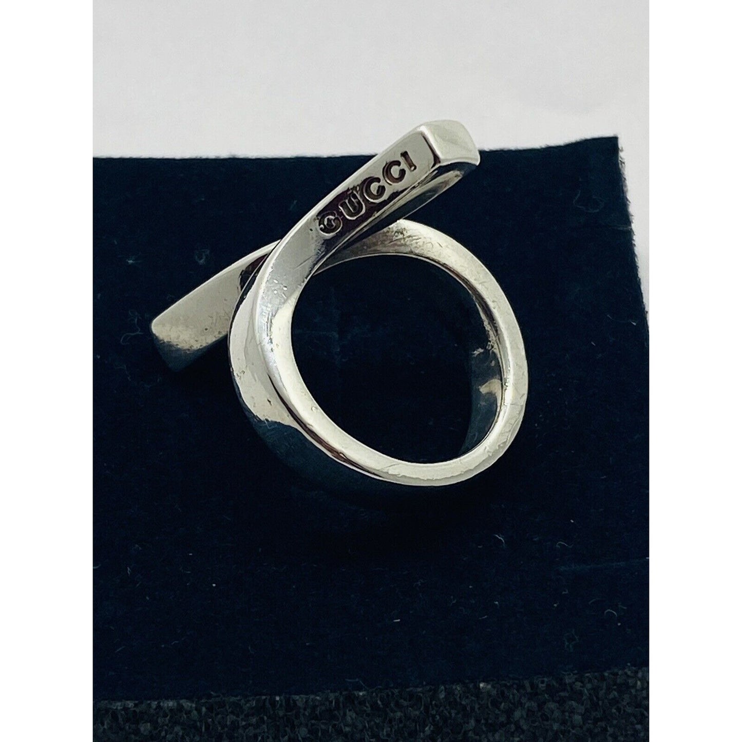 Gucci Amethyst Square Cut Sterling Silver Twirl Ring SIZE 6