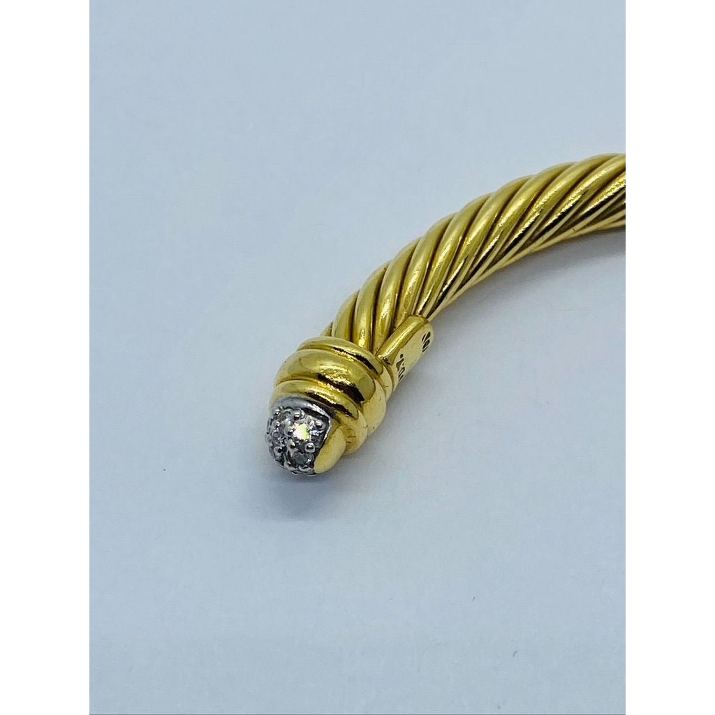 DAVID YURMAN 18K YELLOW GOLD AND DIAMOND CLASSIC CABLE BANGLE Bracelet