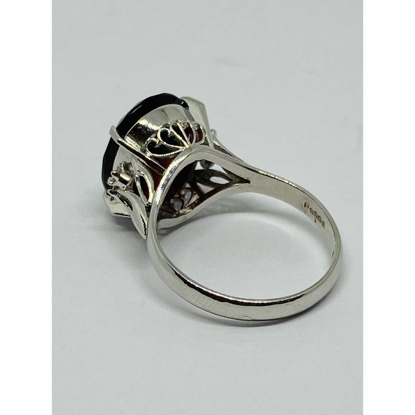 Large Platinum Solitaire Rich Red Garnet Diamond Ring 6.97 CT Garnet size 5.75