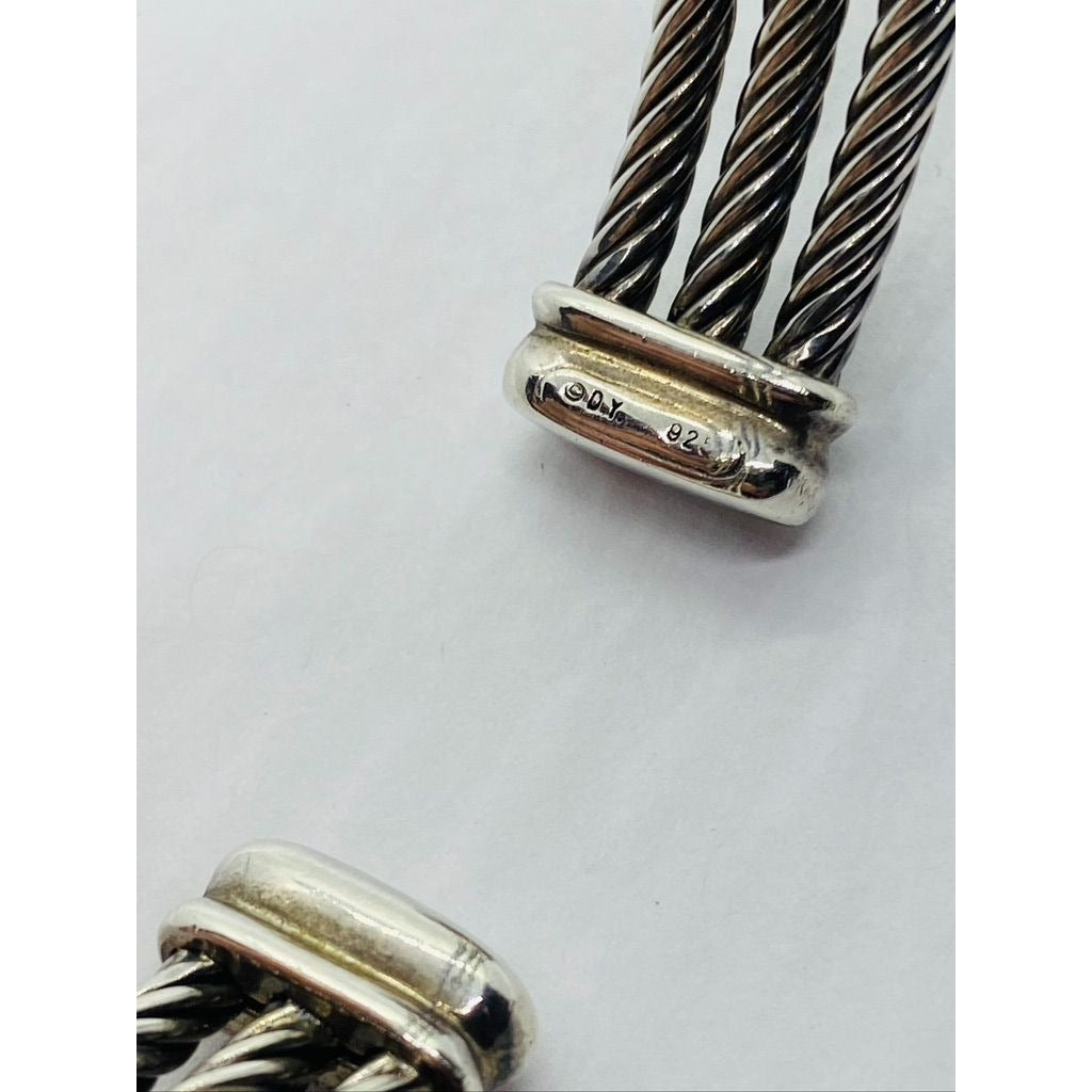 David Yurman Cable Sterling Silver Black Onyx Hematite & Diamond Confetti Cuff Bracelet