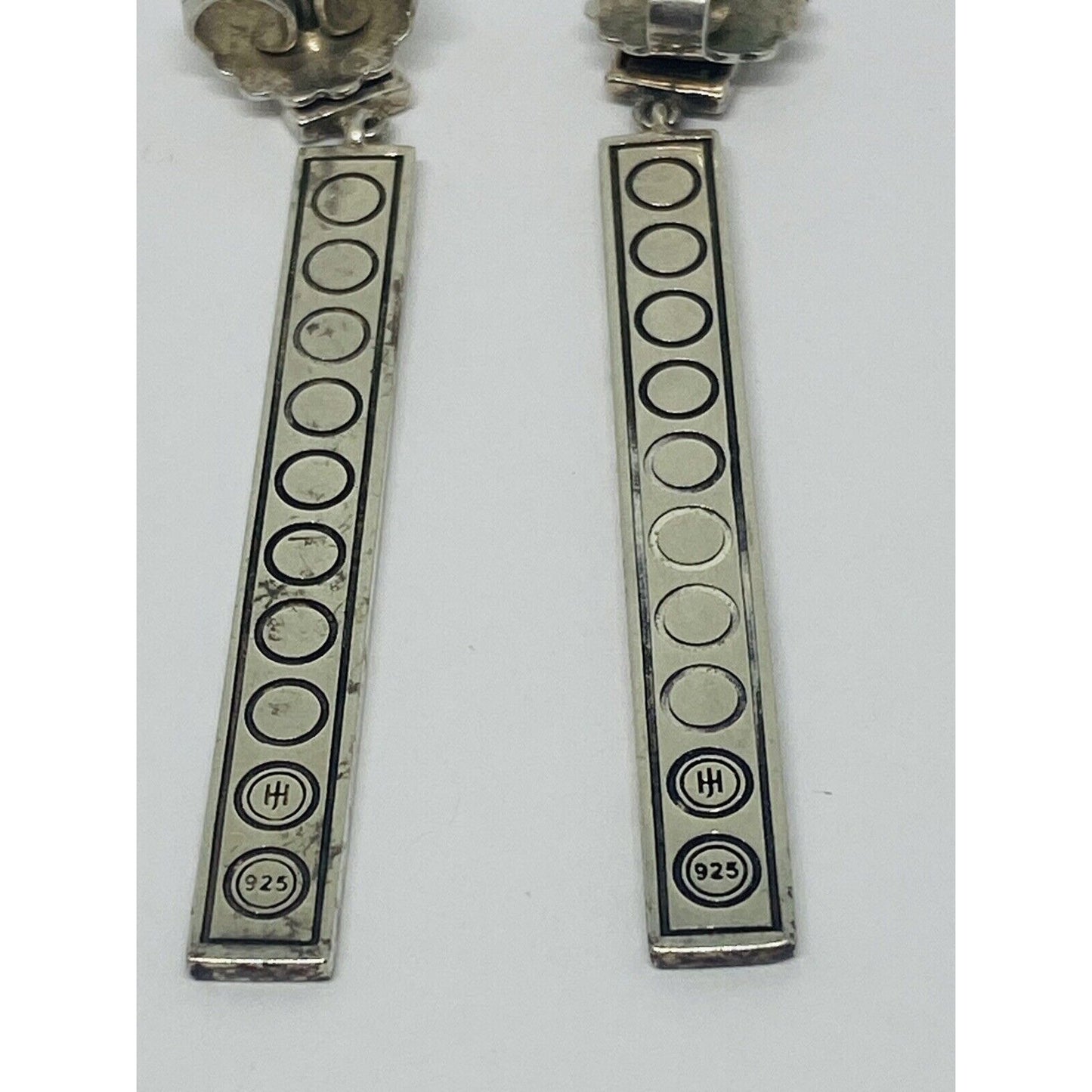 Vintage John Hardy Sterling Silver 2” Dot Bar Drop Dangle Earrings