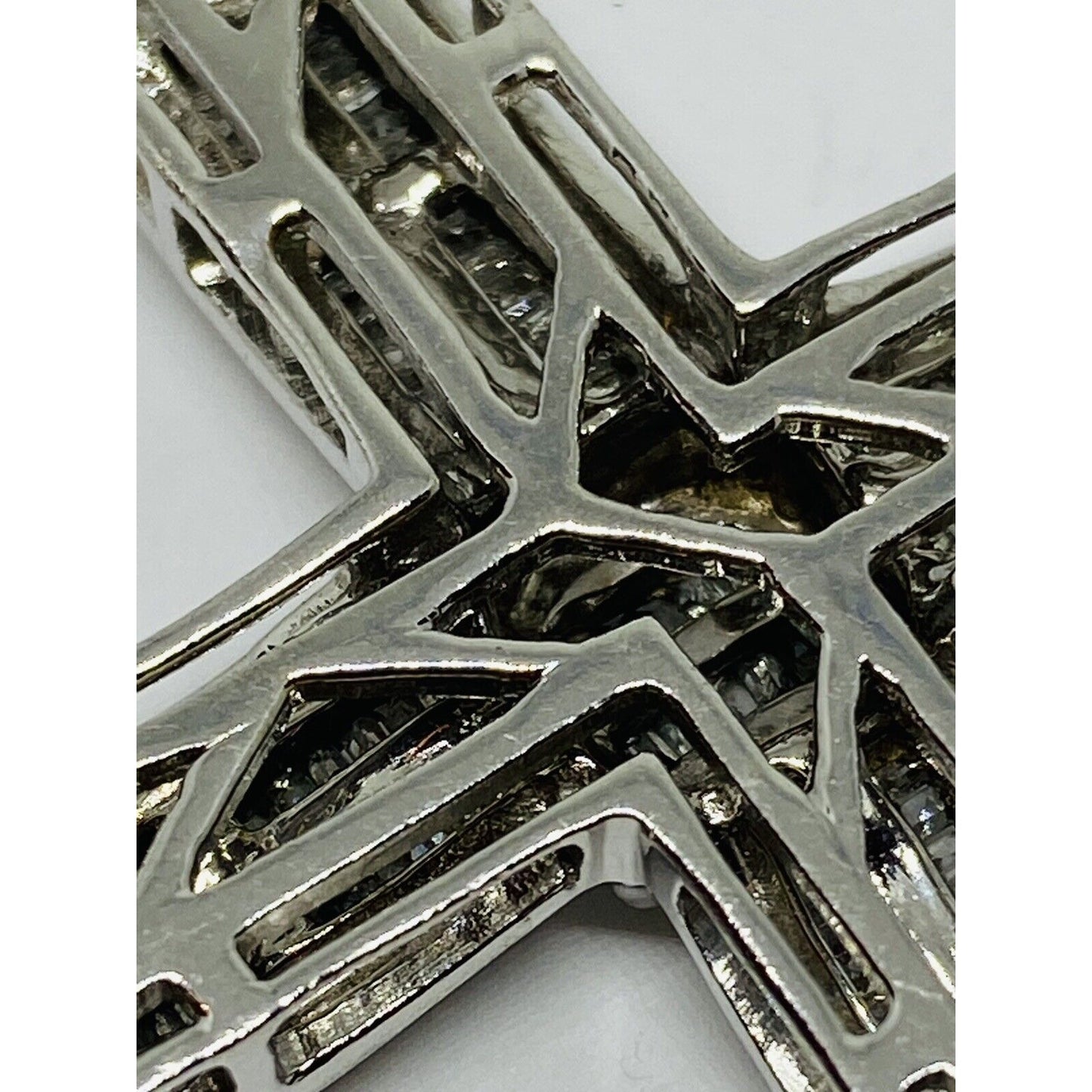 HUGE 10K White Gold Diamond Cross Pendant Appx 2.28CT , 24.4 Grams - 3.5”