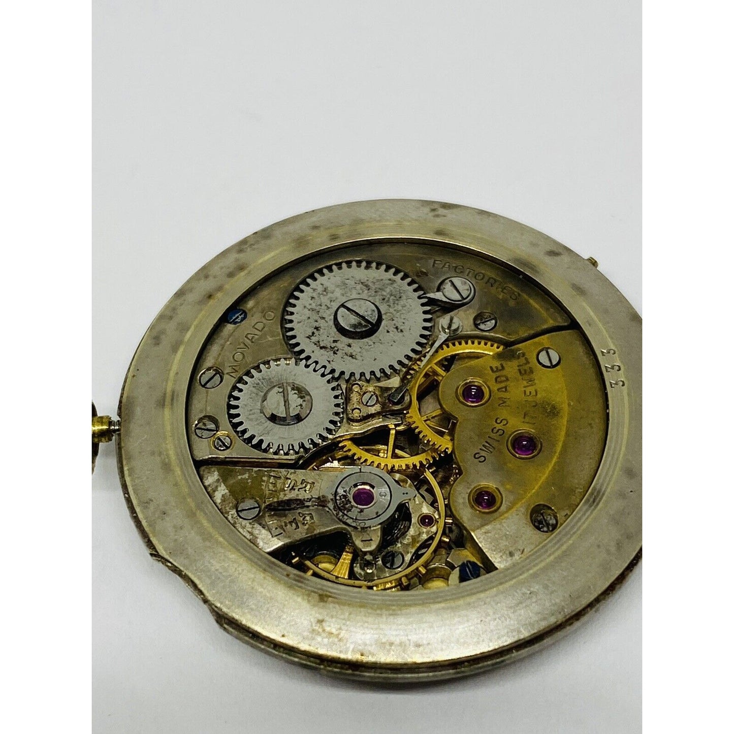 VINTAGE MOVADO FACTORY ORIGINAL DIAL LARGE MANUAL WIND CAL 333 35MM CASE READ!!