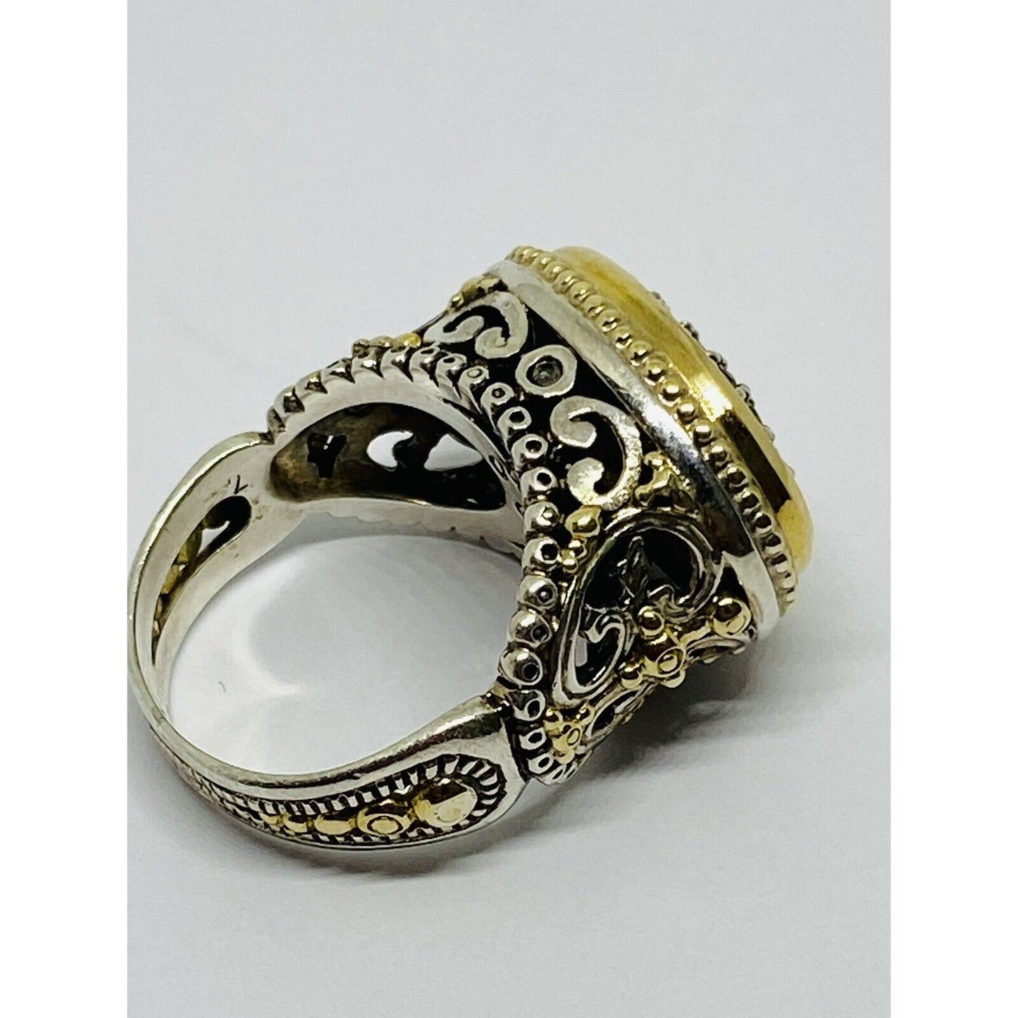 KONSTANTINO 18K YELLOW GOLD 750 STERLING SILVER 925 Multi Gem Ring Size 7.5