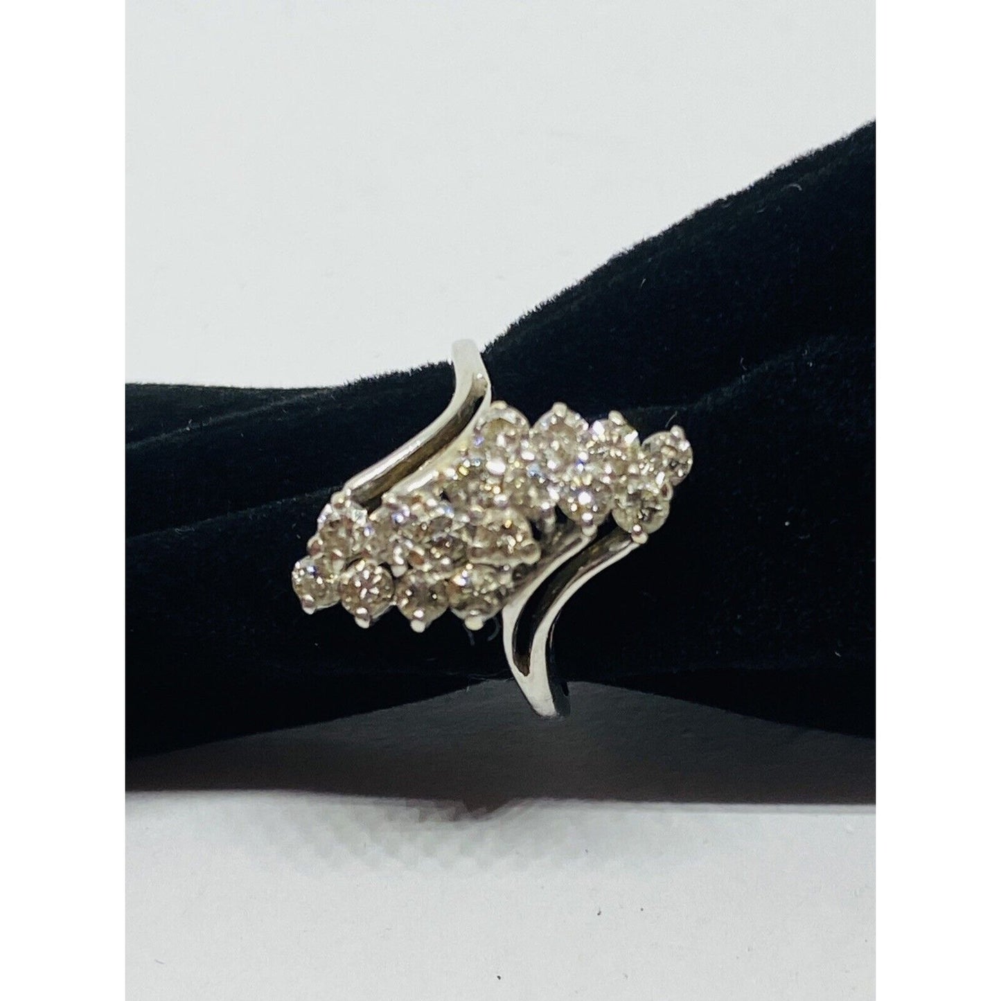 Vintage Estate 14k White Gold 1.28CTW Diamond Cluster Ring, Size 7.25