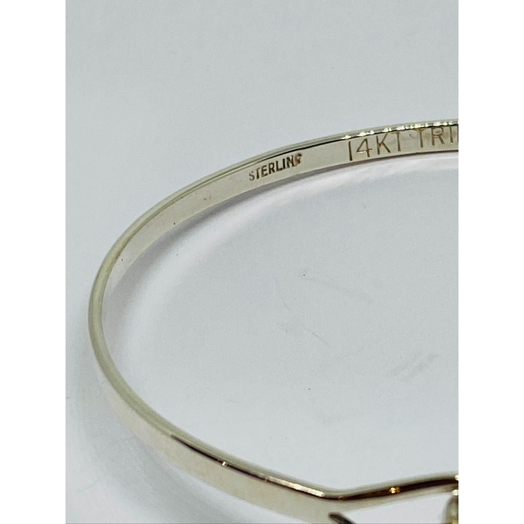 Tiffany & Co. Double Heart Bangle Bracelet in Sterling Silver & 14K Gold Balls