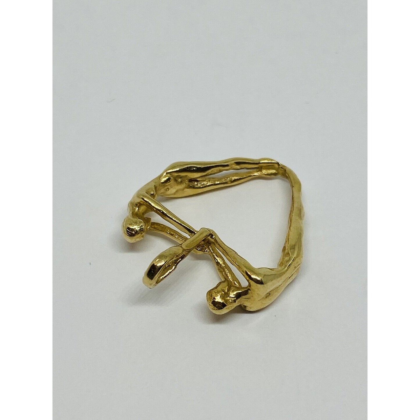 14K SOLID GOLD Vintage Hammered Heart Charm Or Pendant MINT