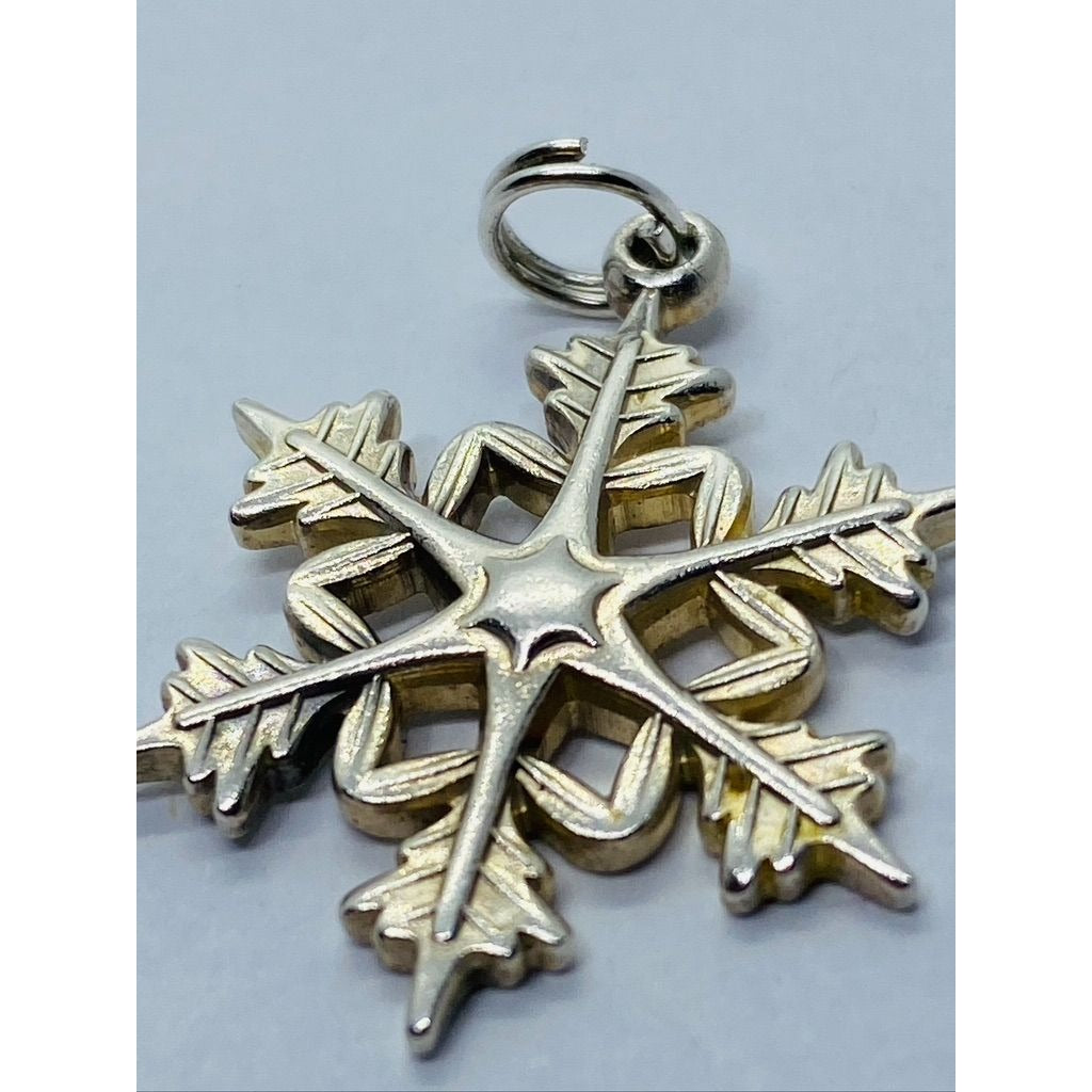 Tiffany & Co Large Snow Flake Sterling Silver Pendant Cham 29mm RARE SIZE